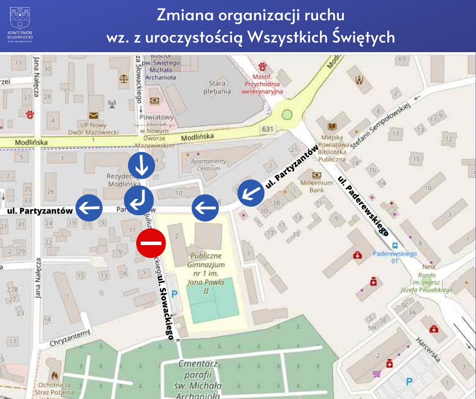 Uroczystość Wszystkich Świętych - Zmiana organizacji ruchu w rejonie cmentarza przy ul. Słowackiego
