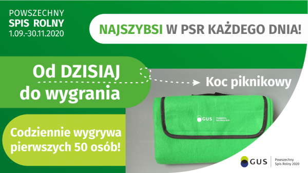 Najszybsi w PSR każdego dnia! O dzisiaj do wygrania koc piknikowy. Codziennie wygrywa pierwszych 50 osób!
