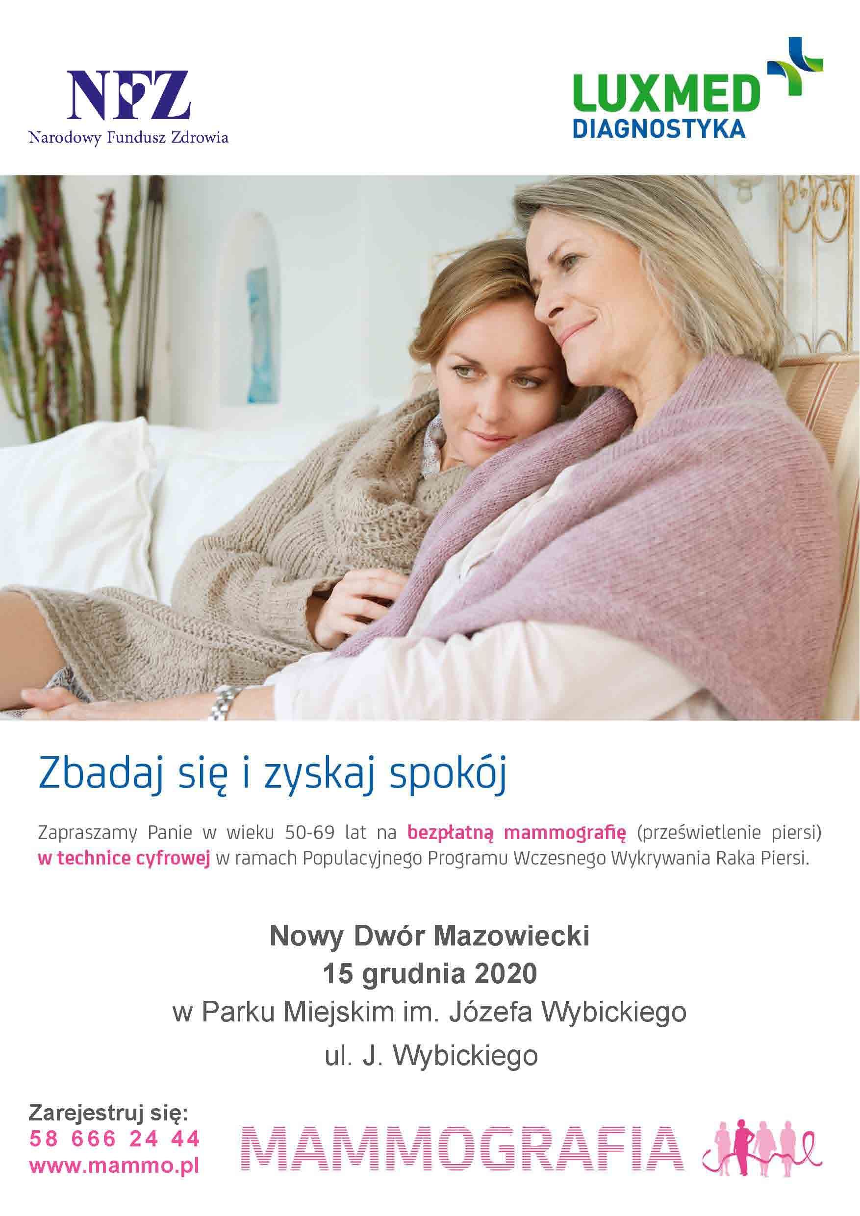 Bezpłatne badania mammograficzne - plakat informacyjny