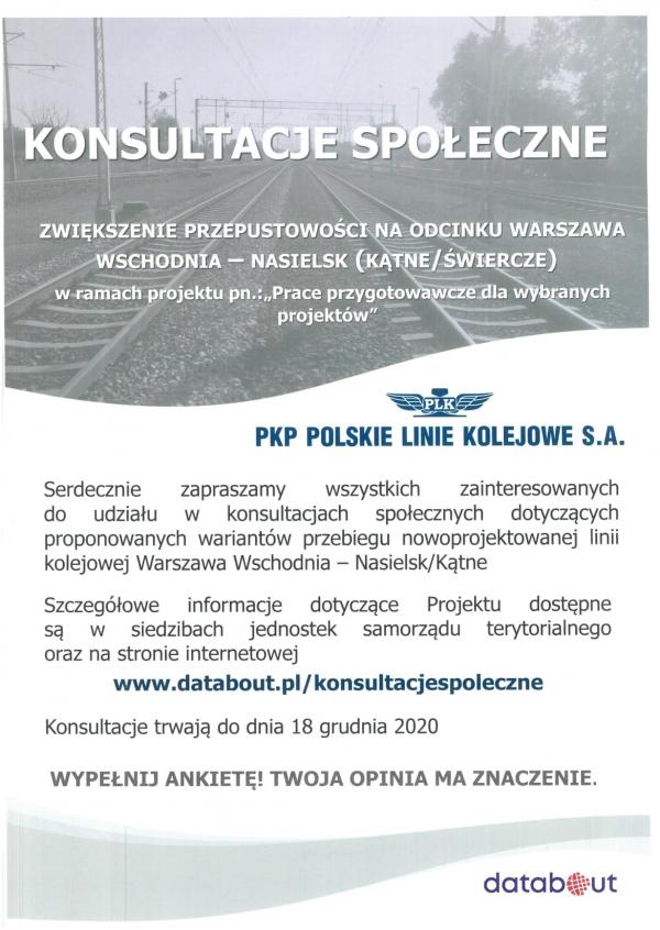 Konsultacje PKP – Nie dla wykluczenia kolejowego naszego miasta! - Plakat informacyjny