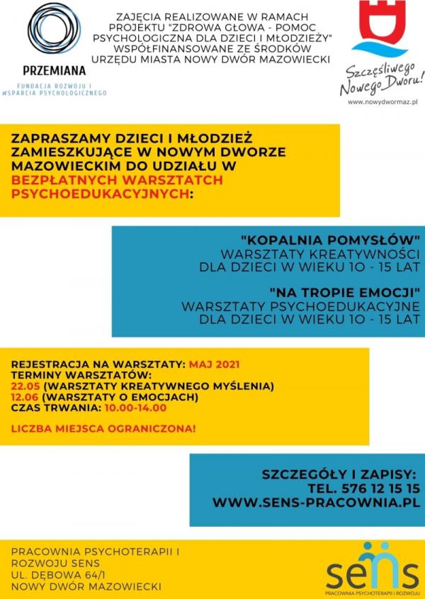 Zapraszamy dzieci i młodzież do udziału w bezpłatnych zajęciach rozwoju umiejętności społecznych.