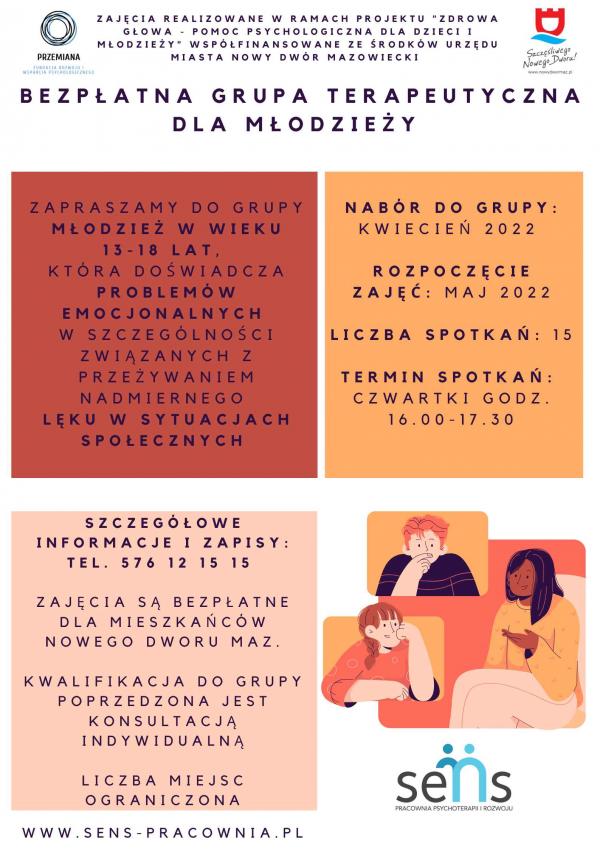 Bezpłatna grupa terapeutyczna dla młodzieży